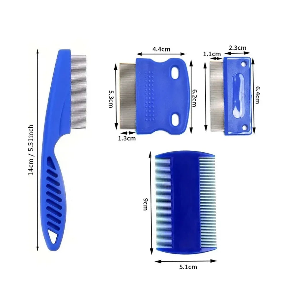 4PCS/SET Dog Comb Tear Stain Remover Flea Comb for Removing Fleas Lice Comb Dust Mites Ticks Biting Cat Grooming Comb Tool