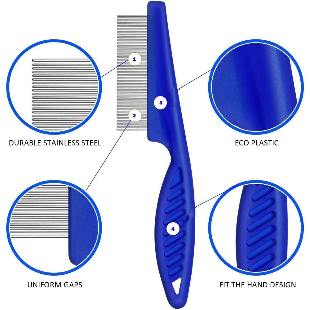 4PCS/SET Dog Comb Tear Stain Remover Flea Comb for Removing Fleas Lice Comb Dust Mites Ticks Biting Cat Grooming Comb Tool