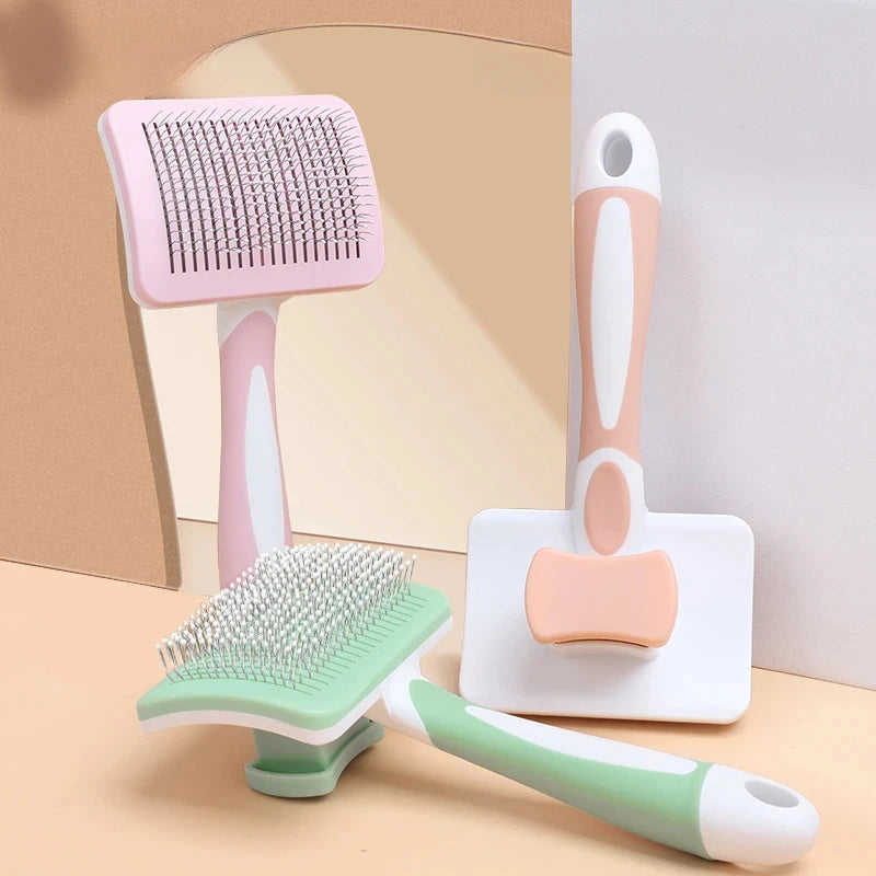 Puppy Brush Stainless Steel Combs Massage Dog Grooming Brush Pet Hair Remover Cleaning Tools Soft Handle Cat Comb Brush Puppy