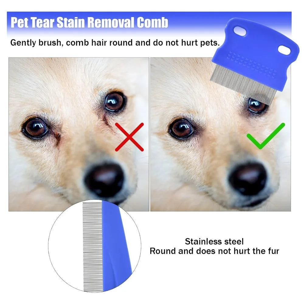 4PCS/SET Dog Comb Tear Stain Remover Flea Comb for Removing Fleas Lice Comb Dust Mites Ticks Biting Cat Grooming Comb Tool