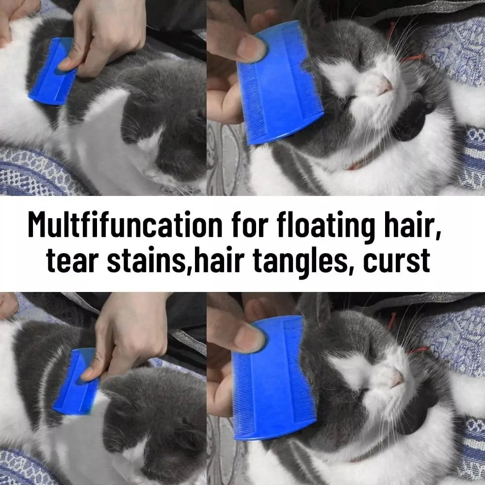 4PCS/SET Dog Comb Tear Stain Remover Flea Comb for Removing Fleas Lice Comb Dust Mites Ticks Biting Cat Grooming Comb Tool
