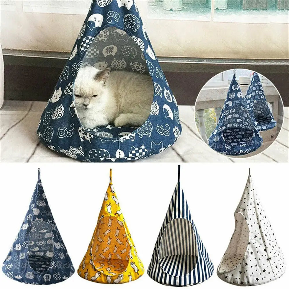 New Removable Cat Pet Hammock Conical Hanging House Bed Cage Soft Washable Pets Tent Kitten Nest