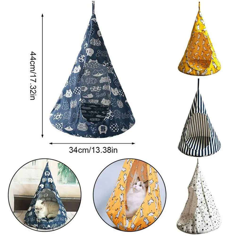 New Removable Cat Pet Hammock Conical Hanging House Bed Cage Soft Washable Pets Tent Kitten Nest