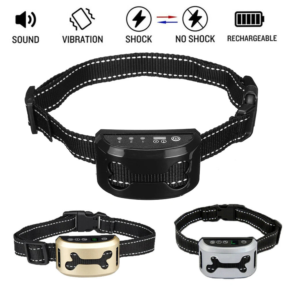 Waterproof Auto Anti Humane Bark Training Collar Control Stop Dog Barking Adjustable Electric Rechargeable ShockSafe Carefully