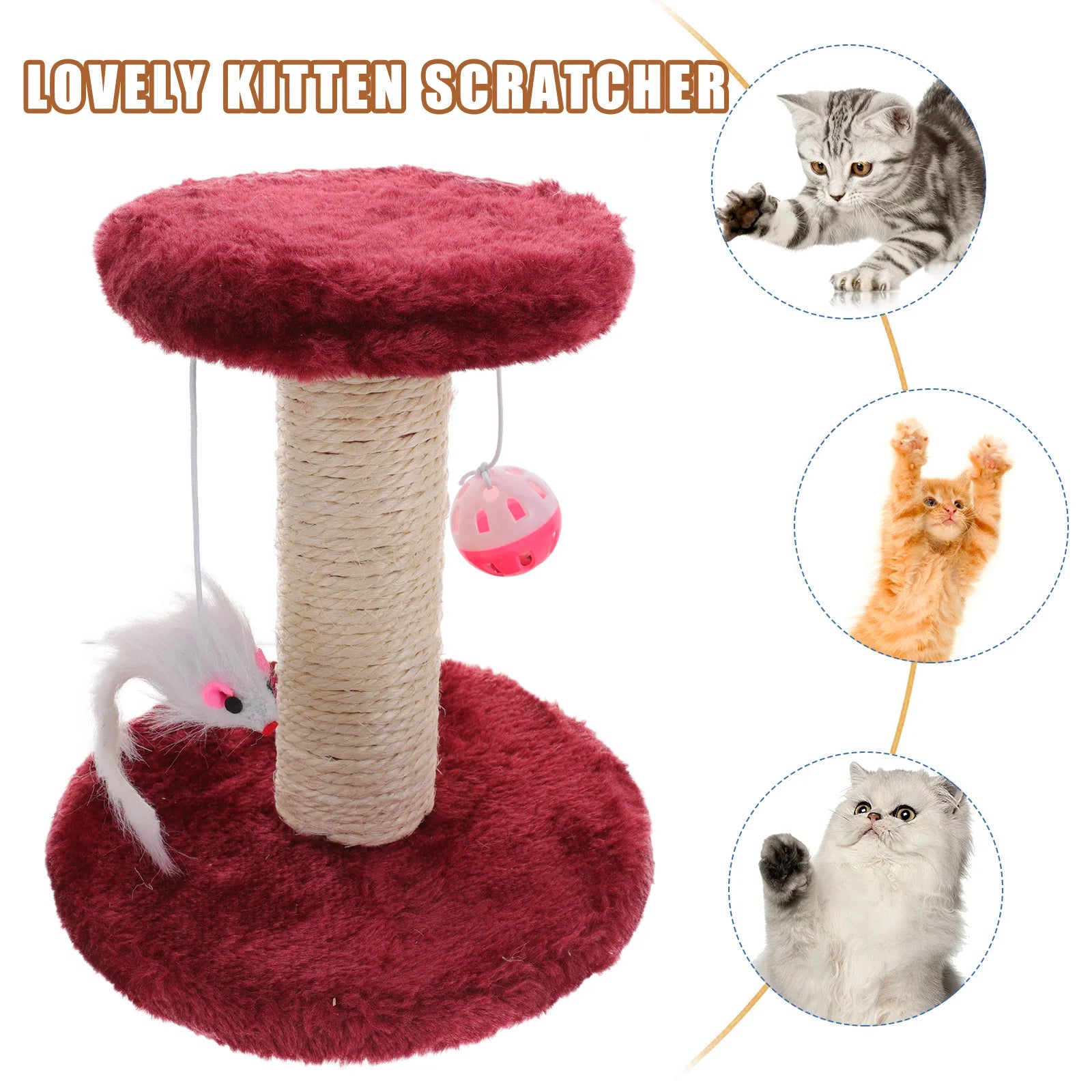 1 Cat Scratching Post Sisal Cat Claw Scratcher Pole Cat Climbing Toy For Kitten Cat Indoor Pet Furniture Scratch Post 20x18x15cm