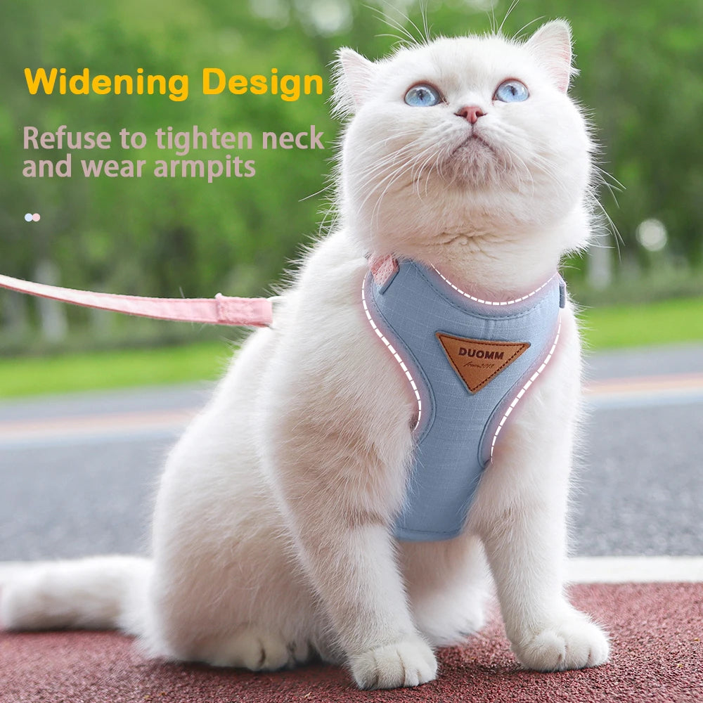 Cat Harness Leash Set Adjustable Puppy Harness Vest Escape Proof Kitten Chest Strap Chihuahua Pug Outdoor Walking Lead Leash