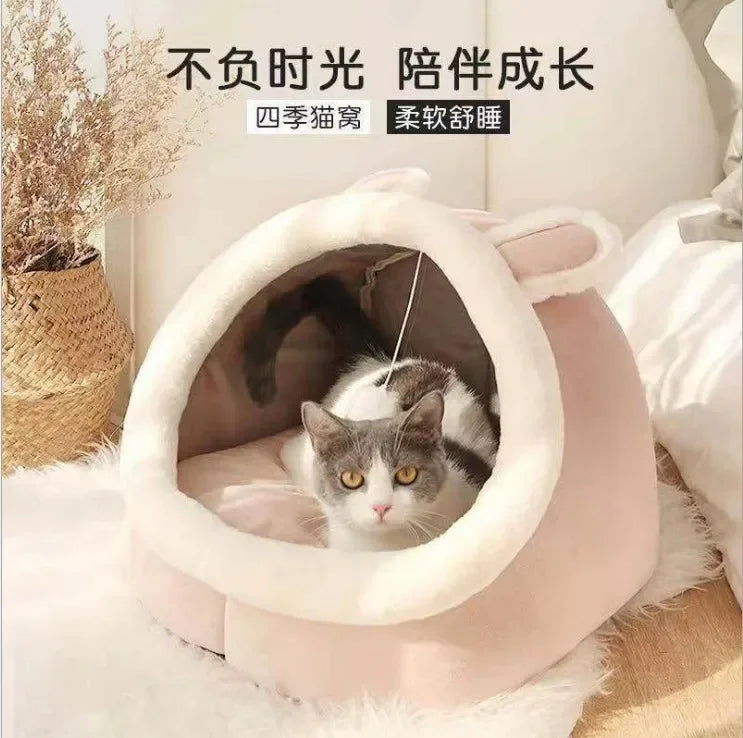 Cat Bed House Kennel Nest Round Pets Sleeping Cave Kitten Beds Pet Basket Cozy Kitten Lounger Cushion Cat House Tent Dog House