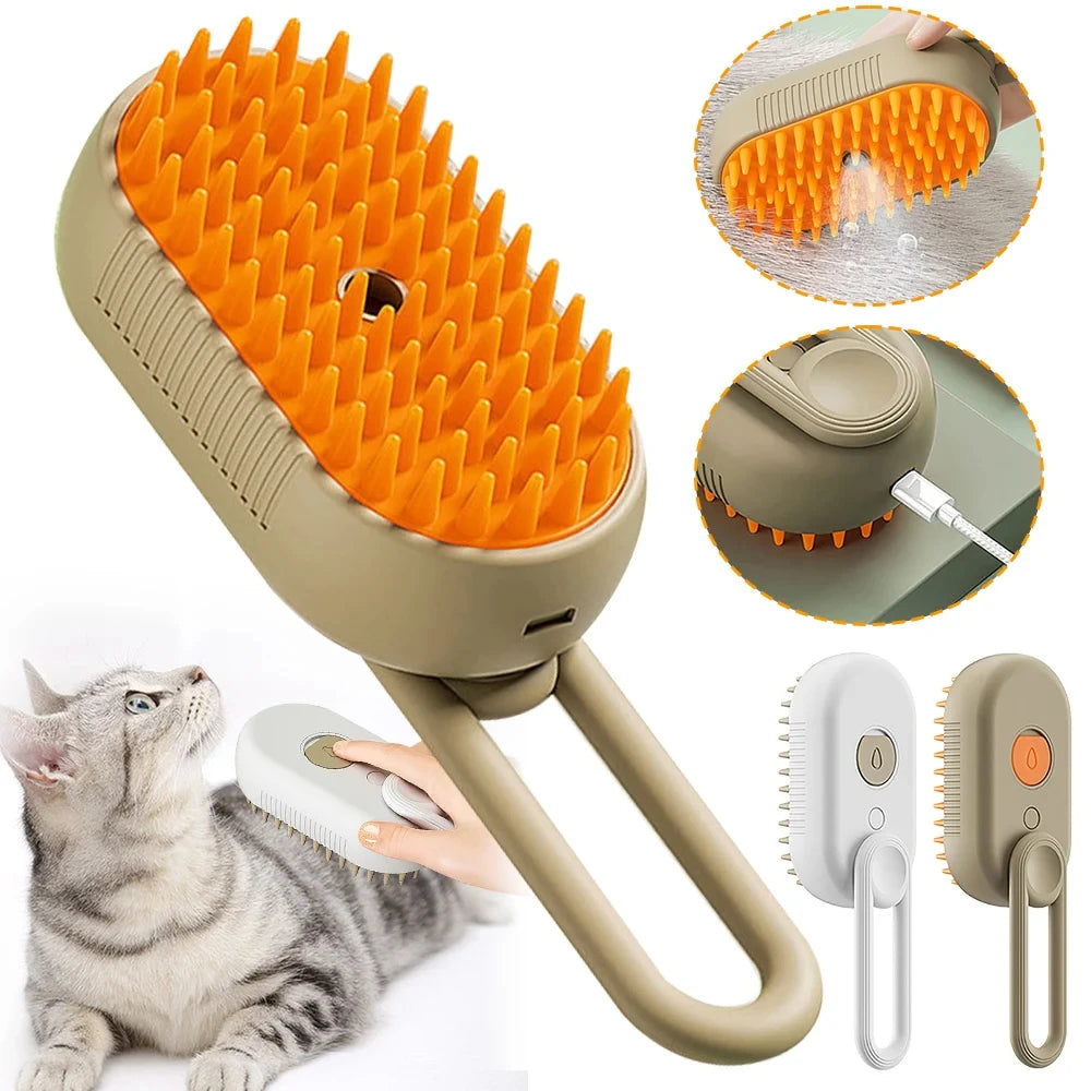 Cat Dog Steamy Brush Steam Brush Electric Sprayer for Massage Pet Grooming tool Shedding 3 in 1 Electric Sprays Massage Combs