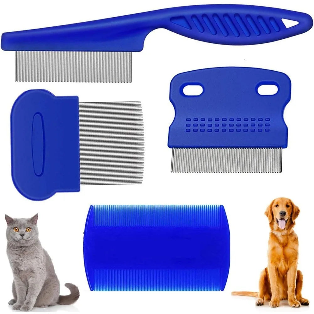 4PCS/SET Dog Comb Tear Stain Remover  Flea Comb for Removing Fleas Lice Comb Dust Mites Ticks Biting Cat Grooming Comb Tool