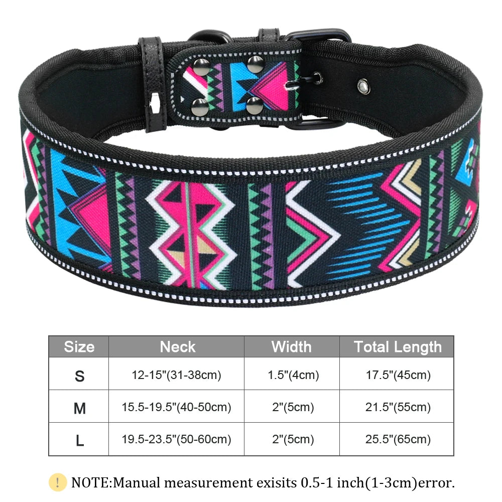 Reflective Puppy Big Dog Collar Adjustable Wide Pet Collars With Buckle For Small Medium Large Dogs Pitbull Greyhound Dog Chain