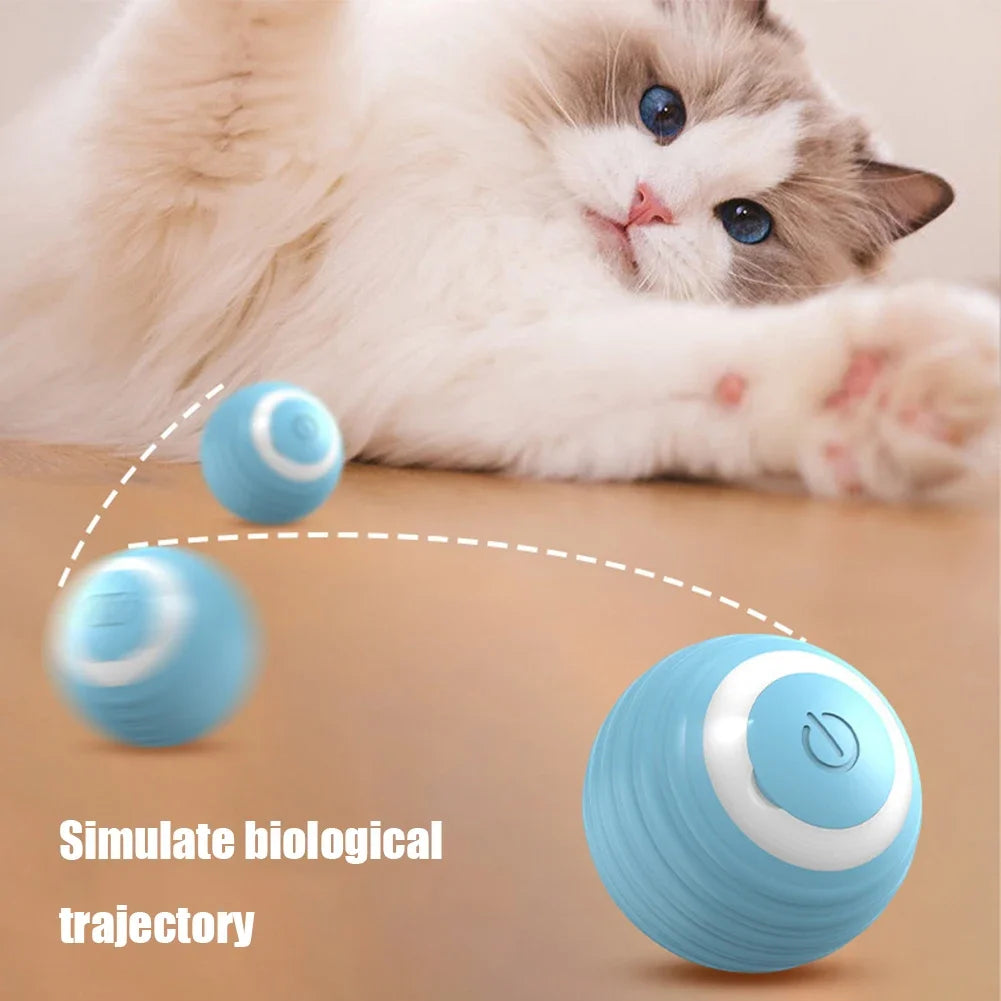 Interactive Cat Toy with LED Lights Automatic Moving Bouncing Rolling Ball Rechargeable Self Rotating Ball for Indoor Cat Kitten