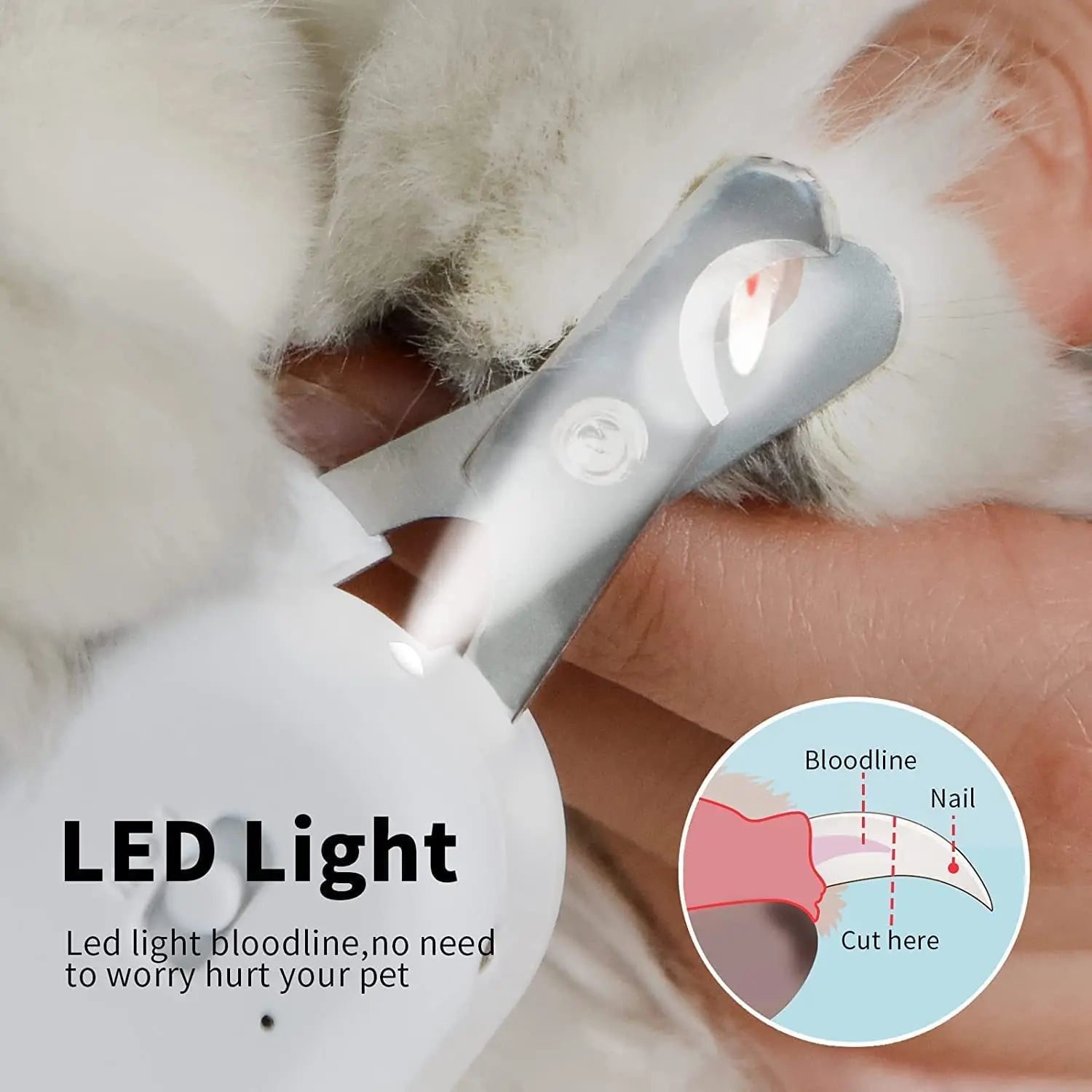 Cat Nail Clipper for Small Animals, Dog Nail Clippers with LED Light Cat Nail Trimmers Professional Grooming Tools for Rabbits