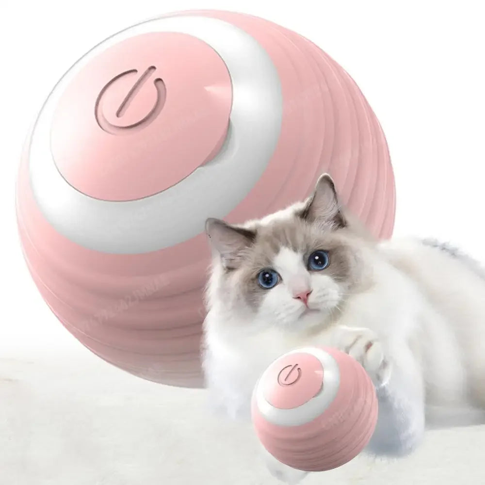 Interactive Cat Toy with LED Lights Automatic Moving Bouncing Rolling Ball Rechargeable Self Rotating Ball for Indoor Cat Kitten