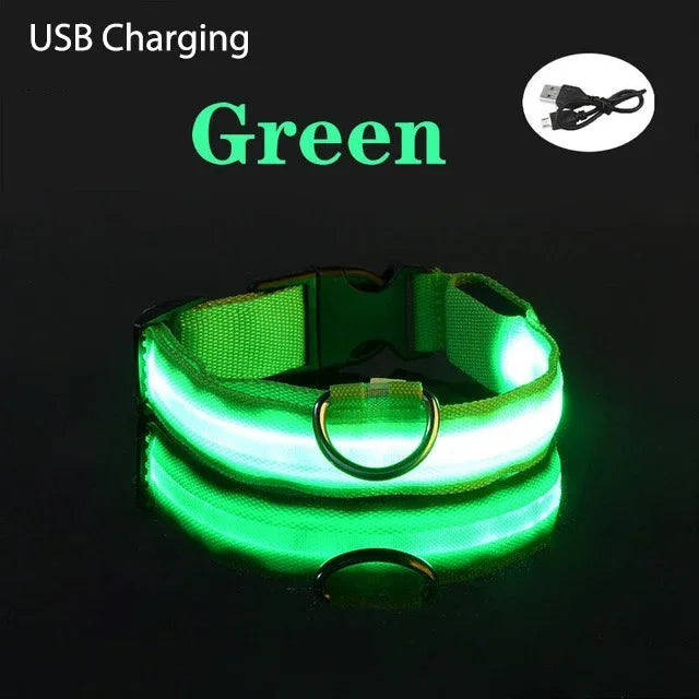 USB Charging LED Dog Collar Dog Safety Night Light Flashing Necklace Fluorescent Collars Pet Supplies