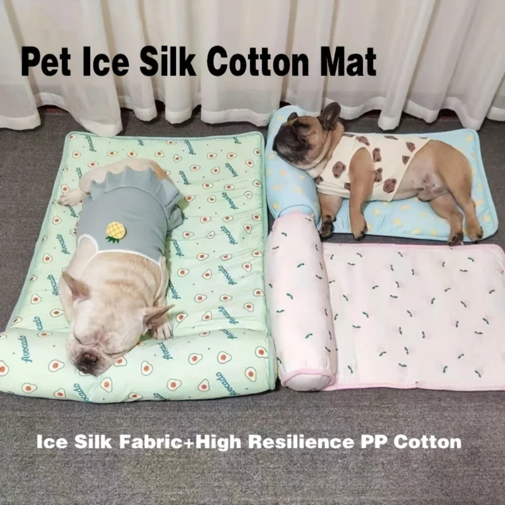 Dog Pillow Summer Pet Ice Cooling Cushion Dog Cooling Sleeping Mat Comfortable Pet Bed Dog Nest With Pillow