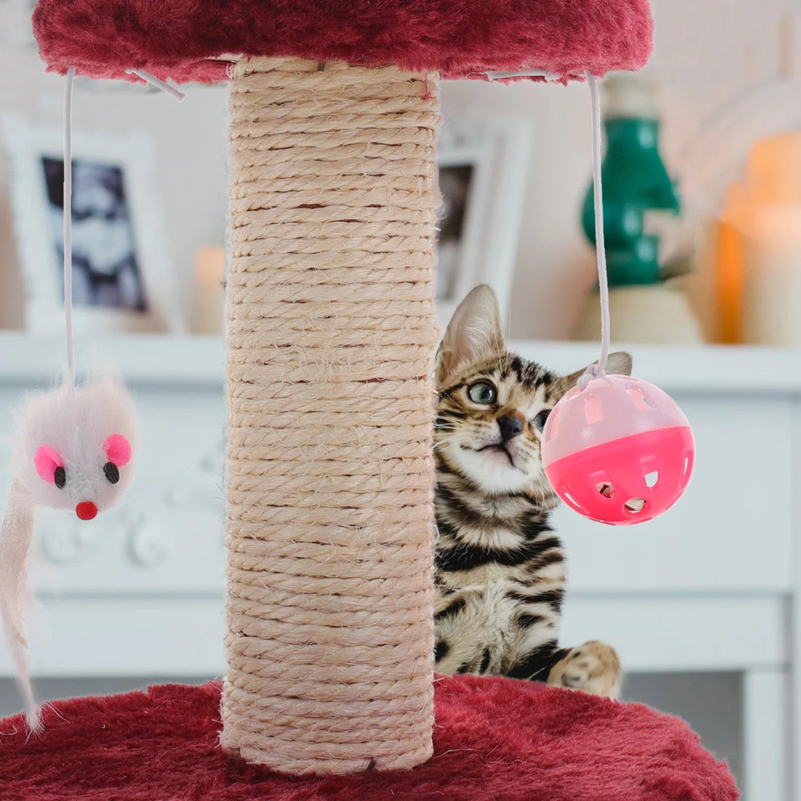 1 Cat Scratching Post Sisal Cat Claw Scratcher Pole Cat Climbing Toy For Kitten Cat Indoor Pet Furniture Scratch Post 20x18x15cm