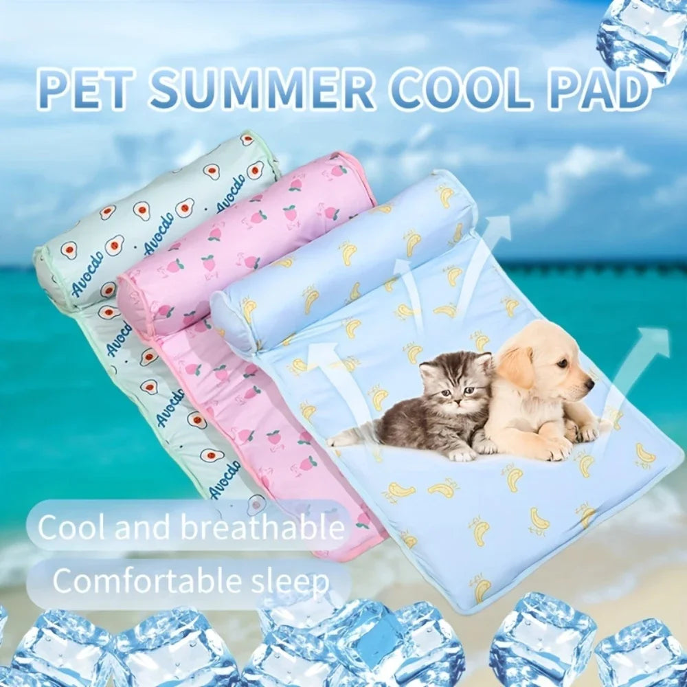 Dog Pillow Summer Pet Ice Cooling Cushion Dog Cooling Sleeping Mat Comfortable Pet Bed Dog Nest With Pillow