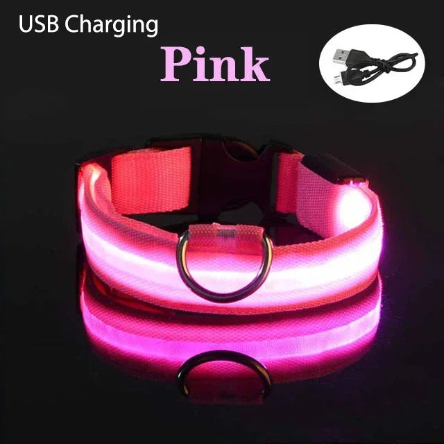 USB Charging LED Dog Collar Dog Safety Night Light Flashing Necklace Fluorescent Collars Pet Supplies