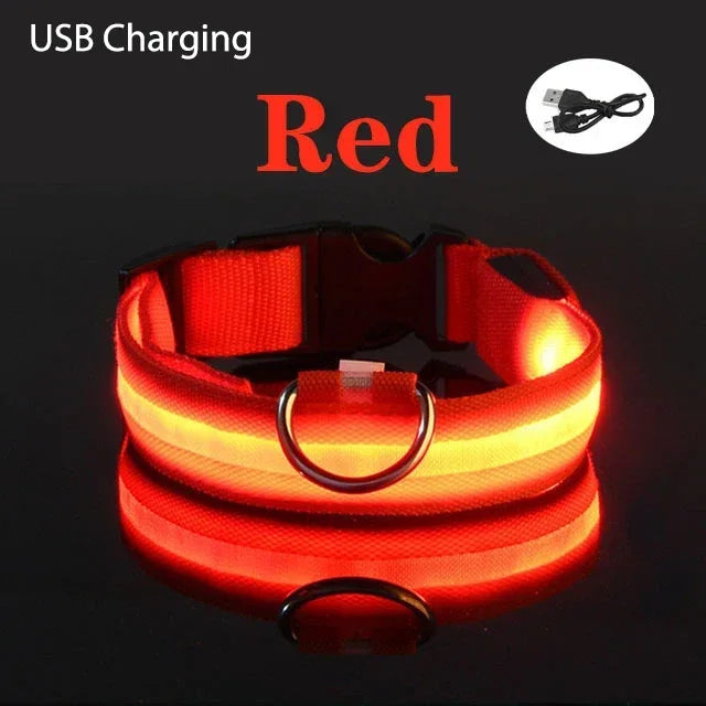 USB Charging LED Dog Collar Dog Safety Night Light Flashing Necklace Fluorescent Collars Pet Supplies