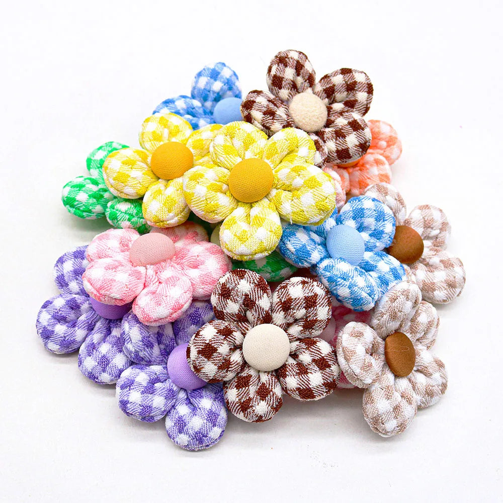 10PCS Dog Hair Bowknot Flower Shape Hair Bows Rubber Bands For Dogs Decorate Puppy Cat Dog Grooming Hair Bows Pet Topknot Bow