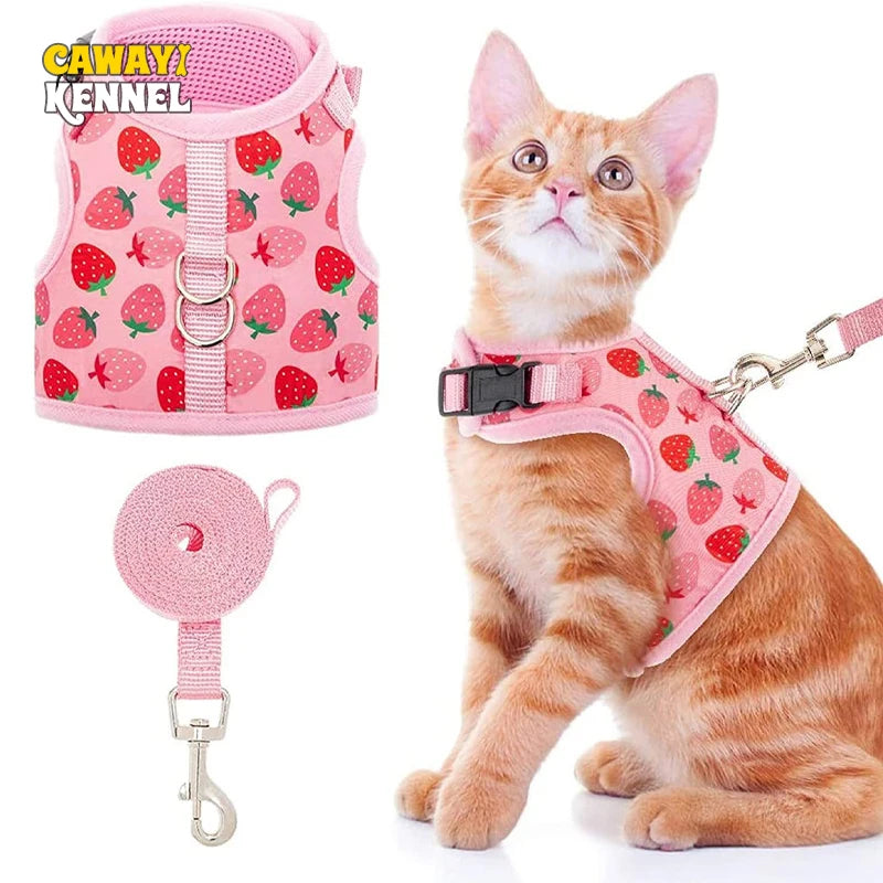 Cat Harness Vest Walking Lead Leash For Puppy Dogs Collar Polyester Adjustable Mesh Dog Harness For Small Medium Pet Accessories